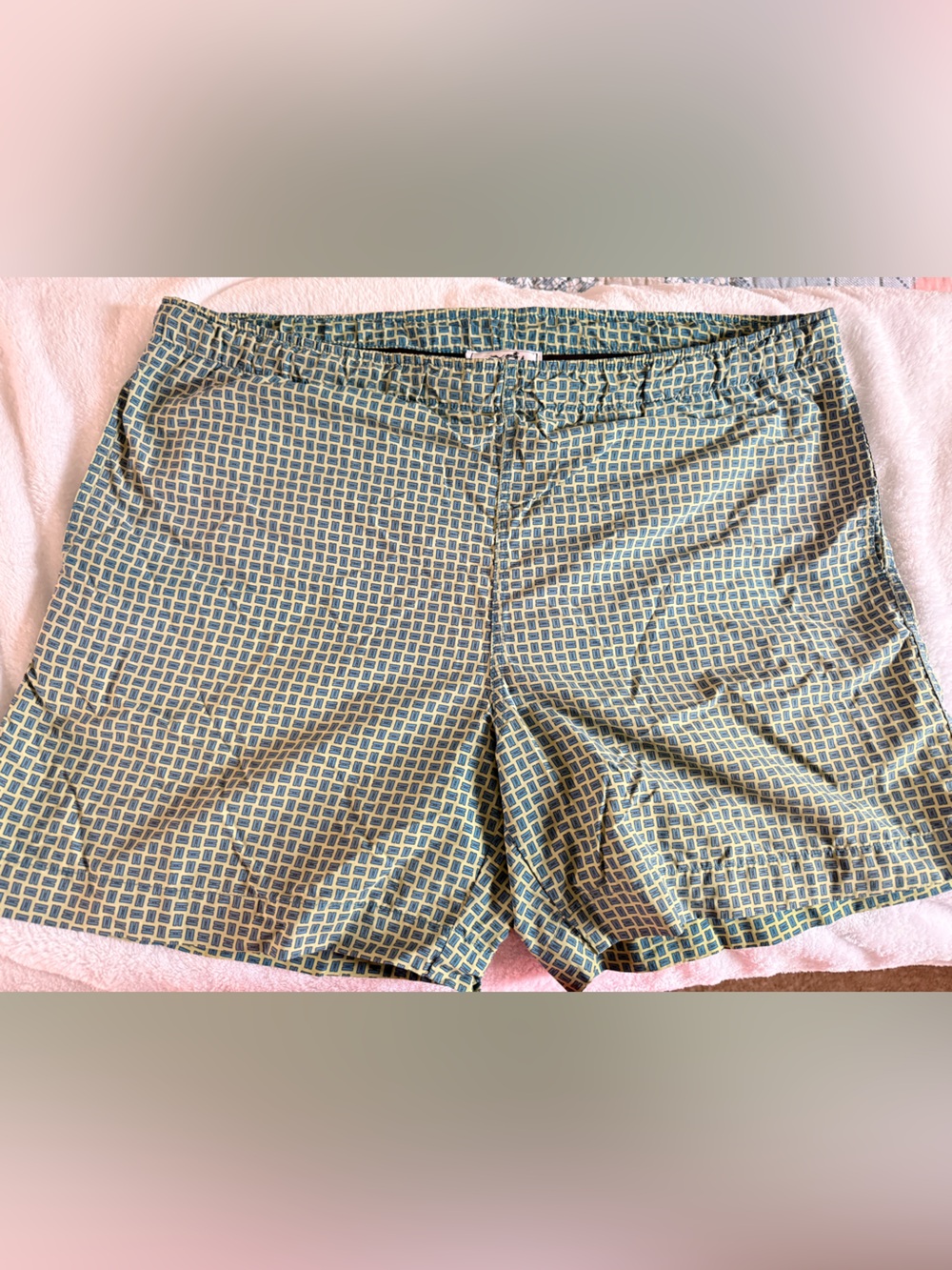 Hermès Blue and Lime Geometric Swim Shorts